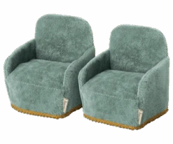 Maileg Miniature Chairs | Mouse | Teal | Set Of 2
