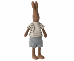 Maileg ETA MAY SS24 Rabbit Size 1, Chocolate Brown - Striped Blouse And Shorts