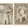 Maileg Sleepy-Wakey Baby Mouse In A Matchbox | Blue