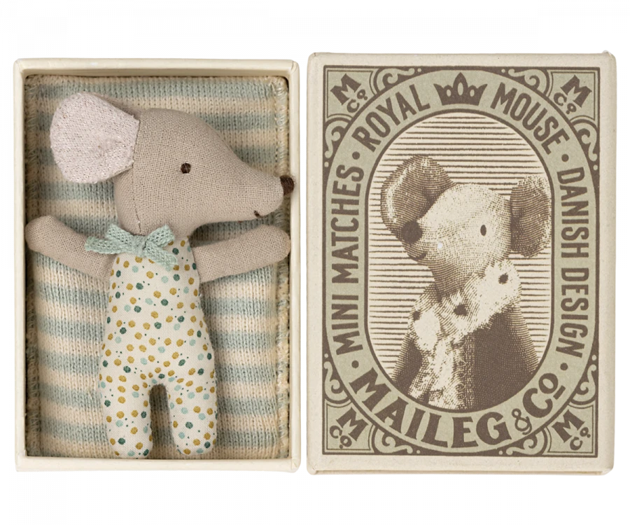Maileg Sleepy-Wakey Baby Mouse In A Matchbox | Blue 3 Maileg Sleepy-Wakey Baby Mouse In A Matchbox | Blue