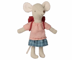 Maileg Big Sister Tricycle Mouse With Red Bag