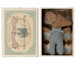 Maileg Sleepy Wakey Baby Mouse In Matchbox In Blue
