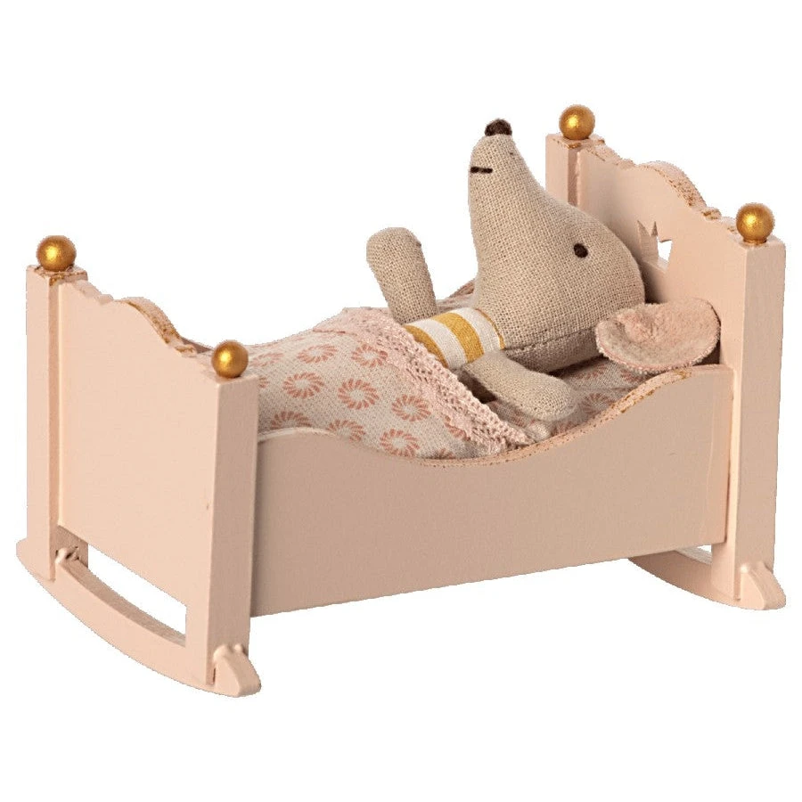 Maileg Baby Mouse Cradle - Rose 3 Maileg Baby Mouse Cradle - Rose - Image 2