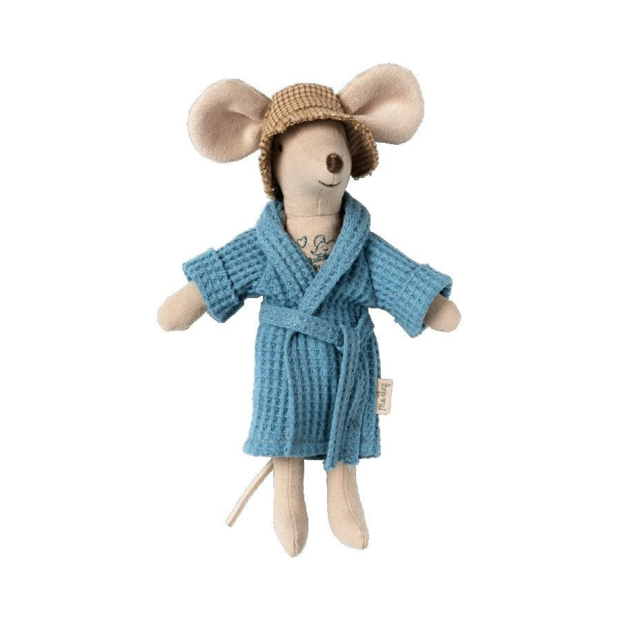 Maileg Father Mouse Clothes - Dusty Blue Bathrobe 5 Maileg Father Mouse Clothes - Dusty Blue Bathrobe - Image 3