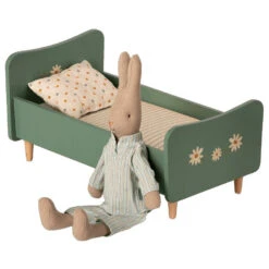 Maileg Mini Wooden Bed - Mint Blue -Maileg Maileg Mini Wooden Bed Mint Blue 2