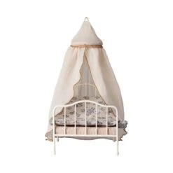 Maileg Miniature Bed Canopy - Cream -Maileg Maileg Miniature Bed Canopy Cream Dollhouse Accessories 3