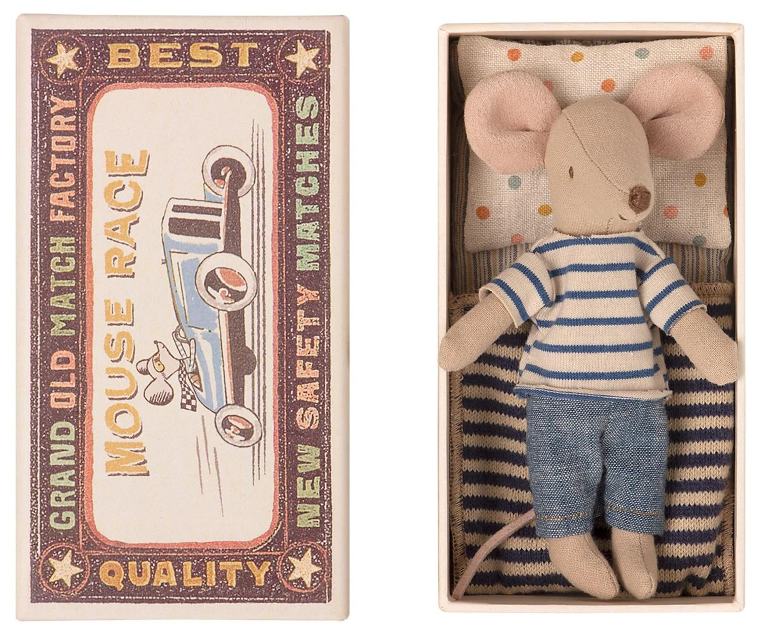 Maileg Big Brother Mouse In Box - Blue Stripe Shirt And Jeans 4 Maileg Big Brother Mouse In Box - Blue Stripe Shirt And Jeans - Image 2