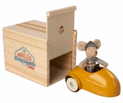 Maileg Mouse Car With Garage - Yellow