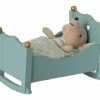 Maileg - Cradle For Baby Mouse, Blue -Maileg maileg cradle for baby mouse blue why and whale
