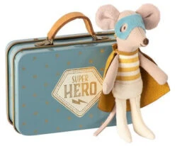 Maileg Little Brother Mouse Superhero In Suitcase